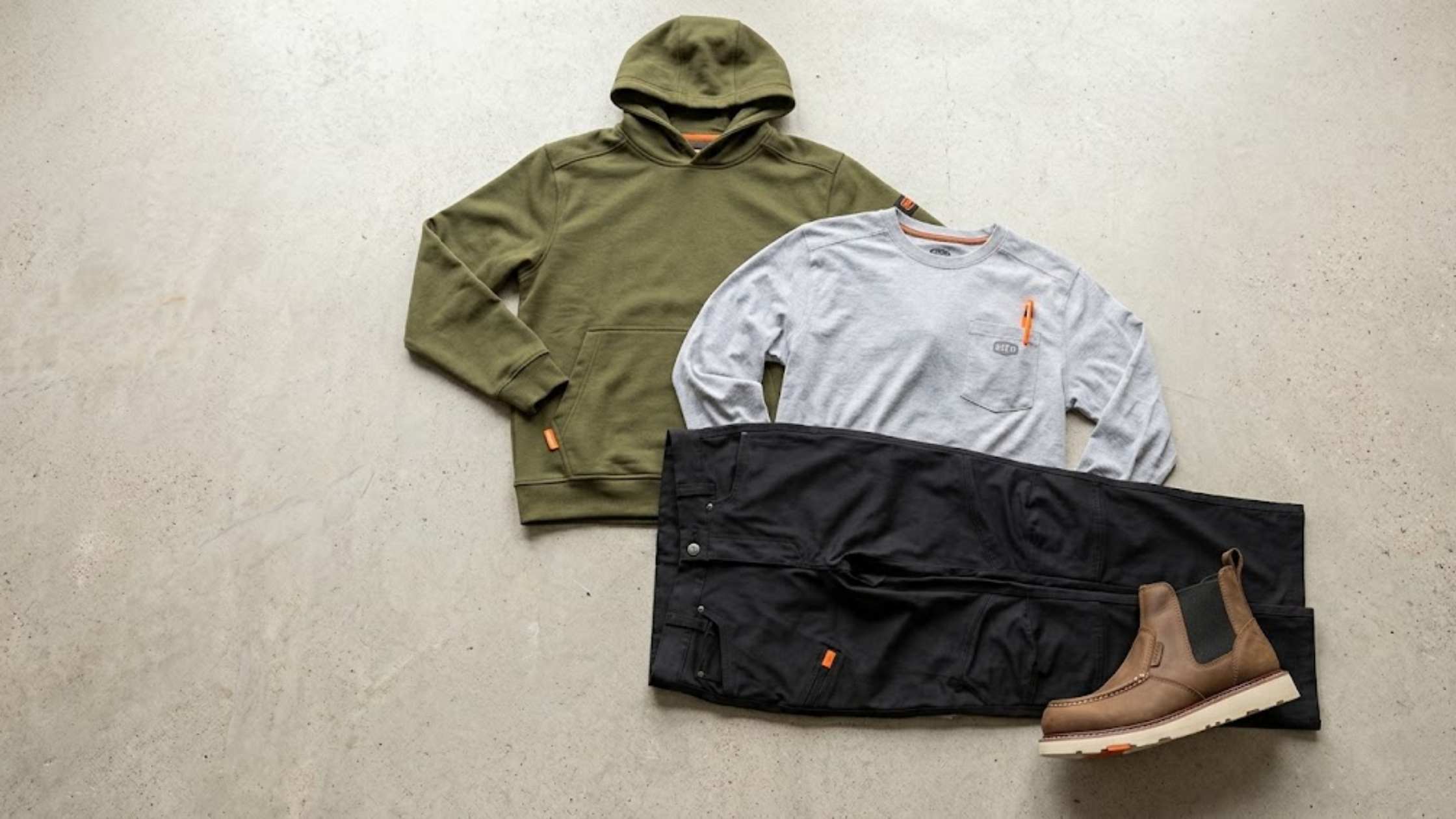 Durable workwear clothing and work boots for men designed for comfort, safety, and everyday performance.