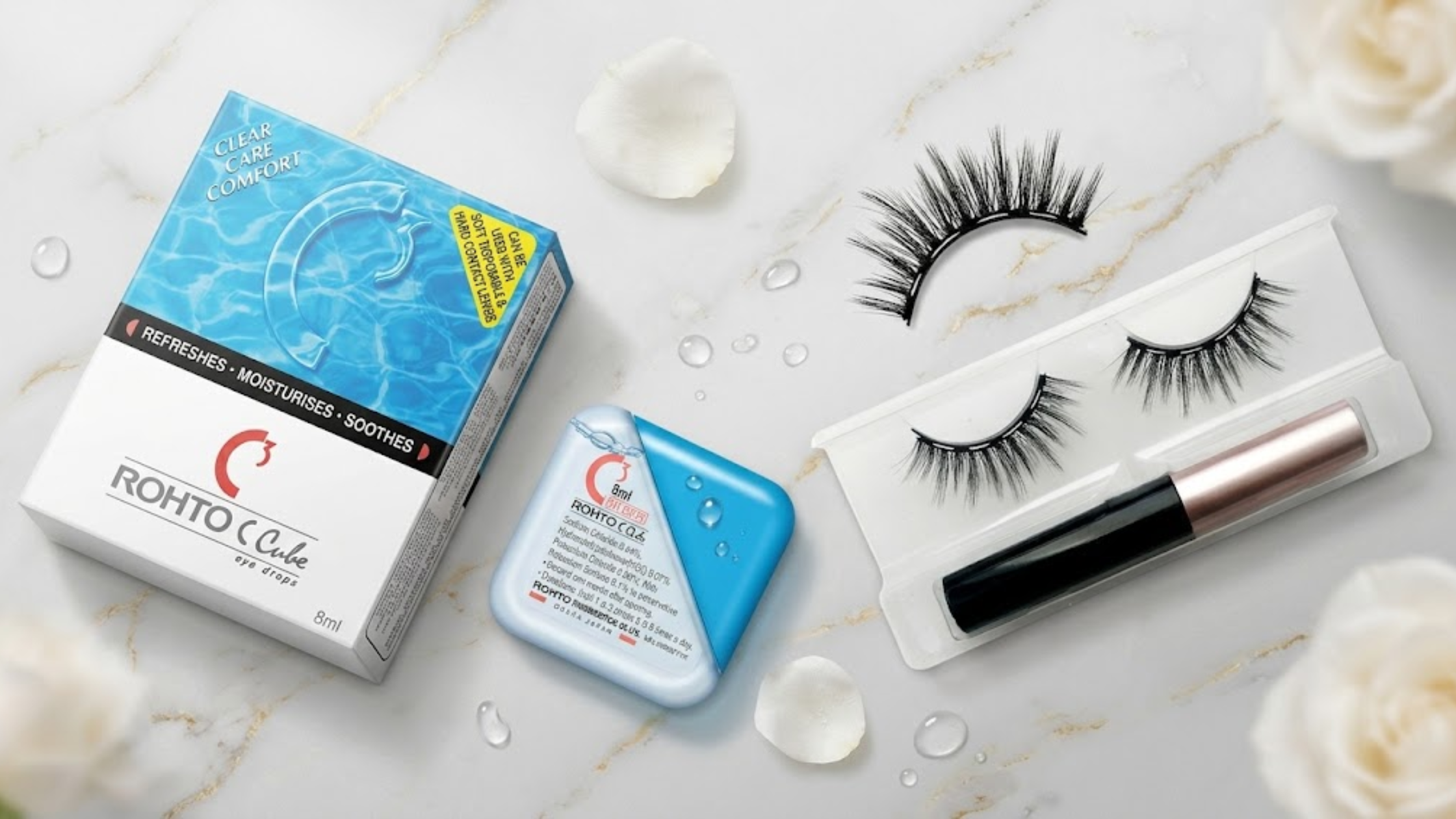 Magnetic Eyelashes, Rohto Eye Drops, and Wig Cap for a Comfortable Beauty Routine